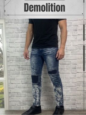 Demolition Black Label Acid Splash Distressed Jeans 34/30